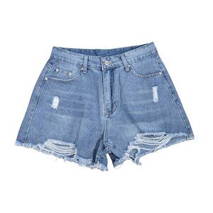 NWOT | Light Wash High Waisted Distressed Frayed Hem Denim Jean Shorts | Medium